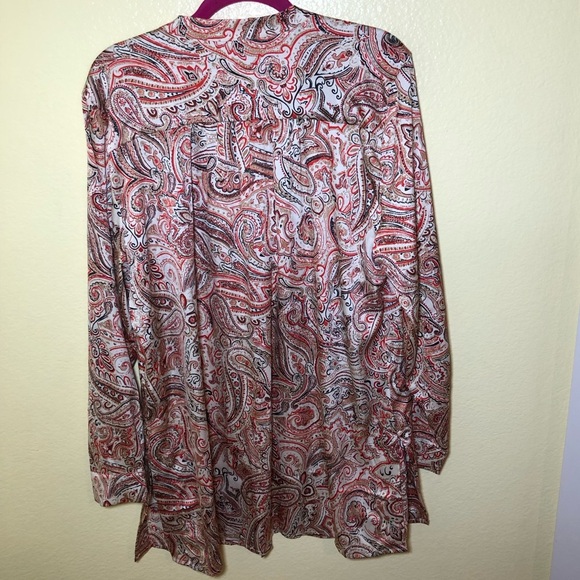 Chico’s paisley print long sleeve Satin Tunic size 2 12/14 - Picture 3 of 10